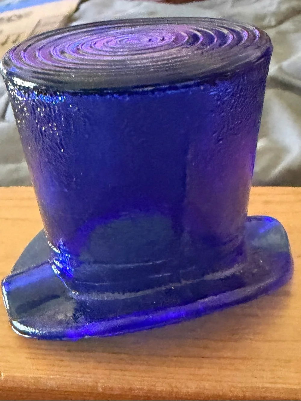 Vintage Cobalt Blue Glass Top Hat Ashtray or Toothpick Holder